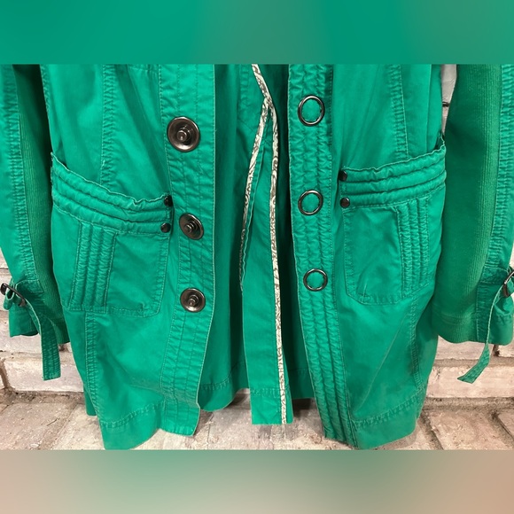 Free People Long Green Coat Size 6 Belt - Picture 3 of 5